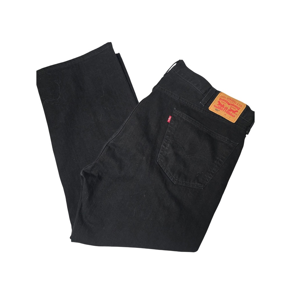 Levi's 501 Black Jeans 48x30 Mens Big & Tall Classic Straight Leg Button Fly EUC